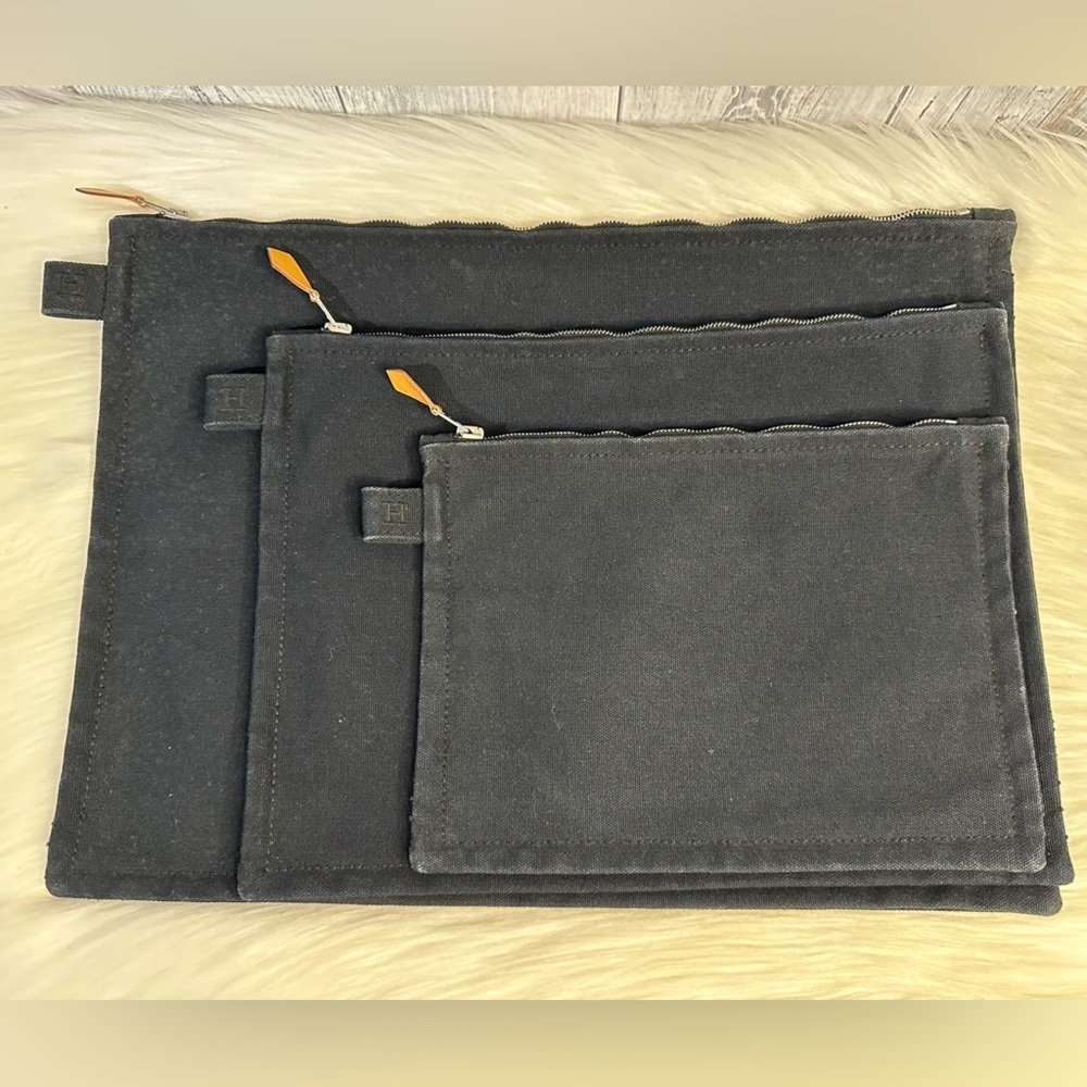 HERMES bora pouch set of 3 in black